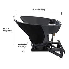 Load image into Gallery viewer, Adjustable Wall-Mounted Tilting Shampoo Bowl, Black Salon Sink, Beauty Salon Equipment for Hair Stylists - TLC-B36-WT - eMark Beauty
