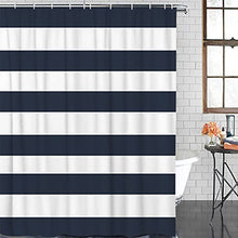 Load image into Gallery viewer, Nautical Stripe Design Fabric Shower Curtain for Bathroom - Navy and White 36&quot; x 72&quot; Shower Curtain for Shower Stall Classic Simple Modern Bathroom Curtain
