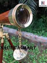 Load image into Gallery viewer, Nauticalmart Vintage Nautical 18&quot; Brass and Wood Telescope with Wooden Stand
