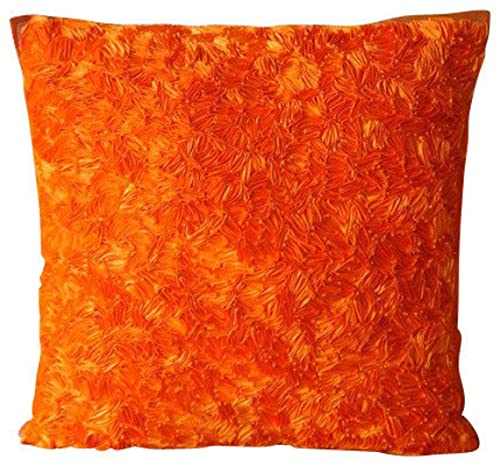 The HomeCentric Pillow Case Custom, Orange Accent Pillows, Modern Solid Pillowcases, Throw Pillow Covers 12x12 inch (30x30 cm), Art Silk Square Decorative Pillows Cover, Abstract Ribbon - Orange Peel