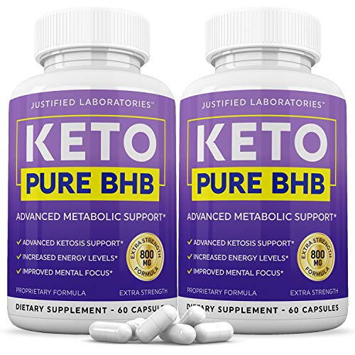 Keto Pure BHB Pills Advanced BHB Ketogenic Supplement Real Exogenous Ketones Ketosis for Men Women 60 Capsules 2 Bottles