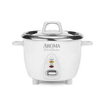 Load image into Gallery viewer, Aroma Housewares Select Stainless Rice Cooker &amp; Warmer with Uncoated Inner Pot, 6-Cup(cooked) / 1.4Qt, ARC-753SG, White
