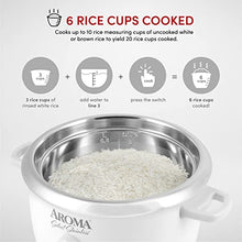 Load image into Gallery viewer, Aroma Housewares Select Stainless Rice Cooker &amp; Warmer with Uncoated Inner Pot, 6-Cup(cooked) / 1.4Qt, ARC-753SG, White
